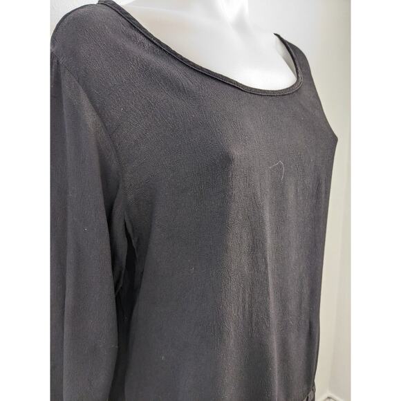 Christine Damen Size Small Sheer Hem Shirt Blouse Black 100% Rayon Long Sleeves - Picture 7 of 11